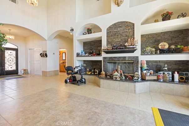 Fireplace, Interior, Pendant Lights, Stone Walls