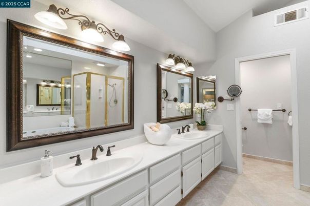 Bathroom, Dual Sink Vanities, Glass Shower, Interior, Recessed Lighting