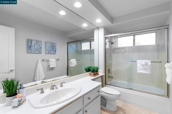 Bathroom, Glass Shower, Interior, Recessed Lighting