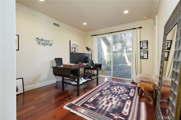Home Office, Interior, Recessed Lighting, Wood Texture Flooring