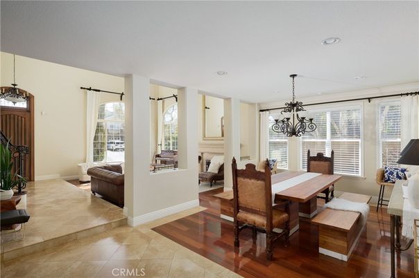 Dining room, Fireplace, Interior, Pendant Lights, Recessed Lighting