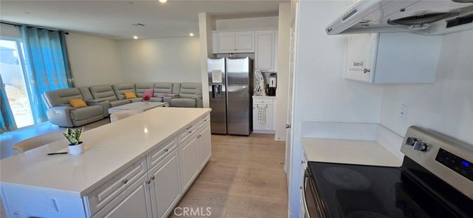 Interior, Kitchen, Living room, Recessed Lighting, Stainless Steel Appliances, Wood Texture Flooring
