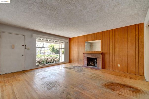 Empty room, Fireplace, Interior, Wood Texture Flooring, Wooden Walls