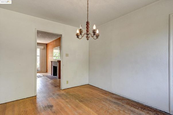 Chandelier, Empty room, Fireplace, Interior, Wood Texture Flooring