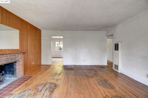 Empty room, Fireplace, Interior, Wood Texture Flooring, Wooden Walls