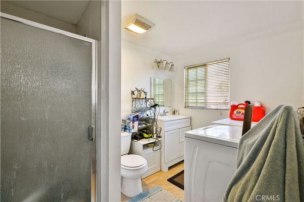 Bathroom, Interior, Washer, Wood Texture Flooring