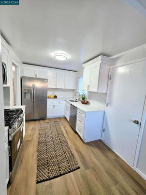Interior, Kitchen, Stainless Steel Appliances, Wood Texture Flooring