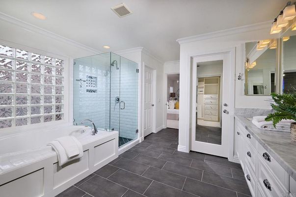 Bathroom, Glass Shower, Interior, Recessed Lighting