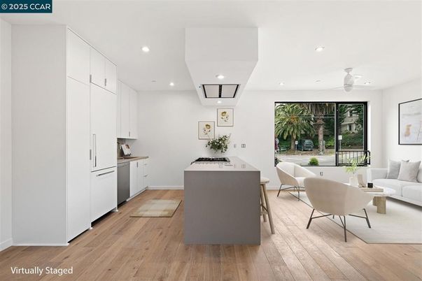 Dining room, Interior, Kitchen, Recessed Lighting, Wood Texture Flooring