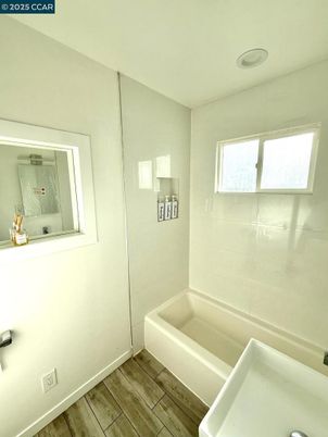 Bathroom, Interior, Recessed Lighting, Wood Texture Flooring