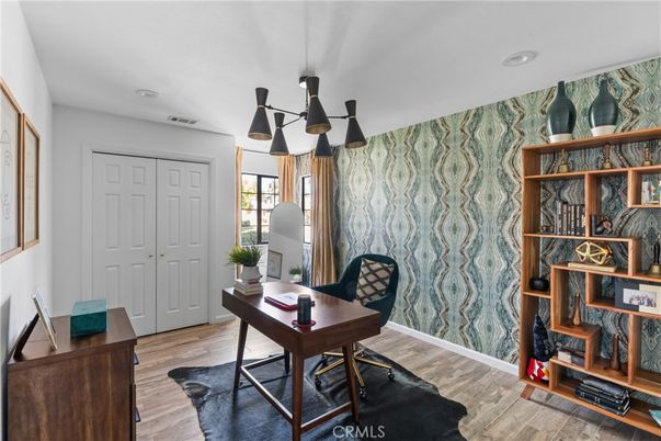 Home Office, Interior, Recessed Lighting, Wood Texture Flooring