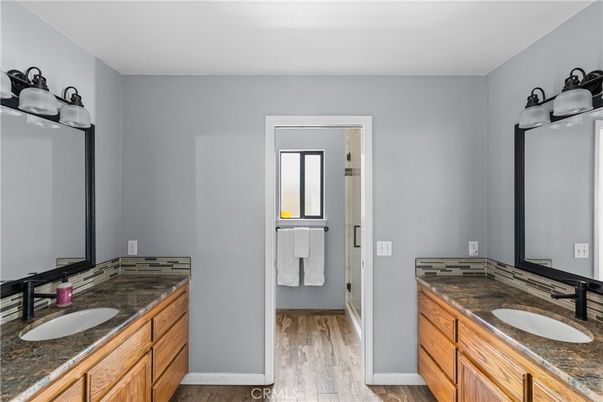 Bathroom, Dual Sink Vanities, Interior, Wood Texture Flooring