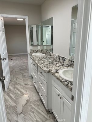 Bathroom, Dual Sink Vanities, Interior, Marble, Recessed Lighting