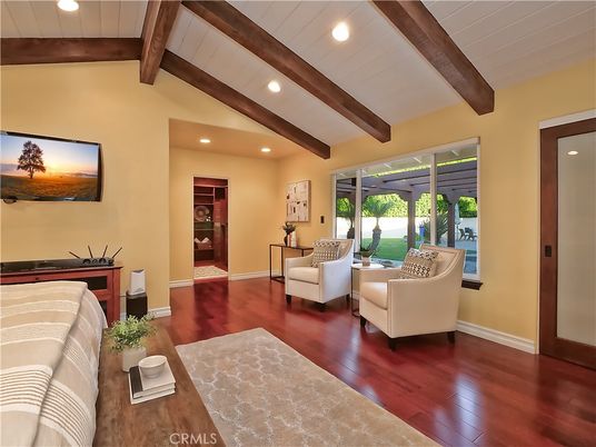 Interior, Living room, Recessed Lighting, Wooden Beams, Wood Texture Flooring