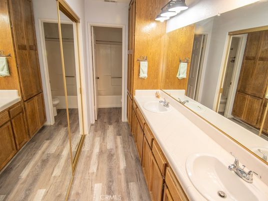 Bathroom, Dual Sink Vanities, Interior, Tile Countertops, Wood Texture Flooring