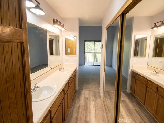 Bathroom, Dual Sink Vanities, Interior, Tile Countertops, Wood Texture Flooring