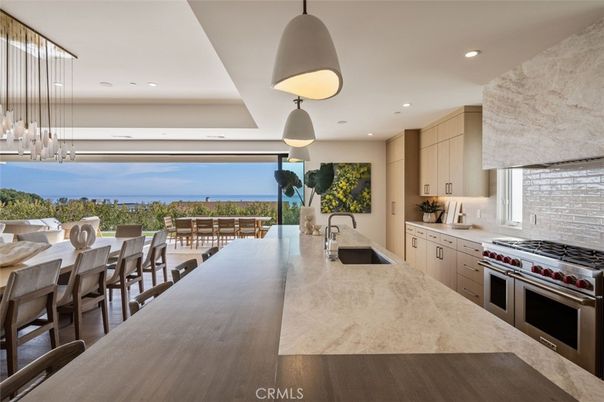 Interior, Kitchen, Pendant Lights, Recessed Lighting, Stainless Steel Appliances, Water, Wood Texture Flooring
