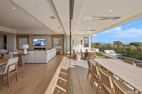 Dining room, Interior, Living room, Recessed Lighting, Wood Texture Flooring