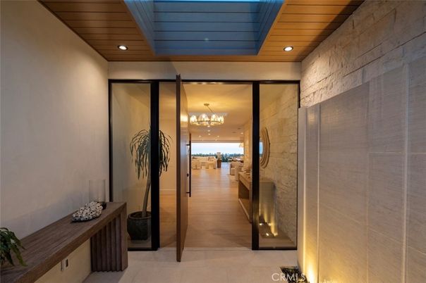 Chandelier, Interior, Recessed Lighting, Stone Walls, Wooden Ceilings, Wood Texture Flooring