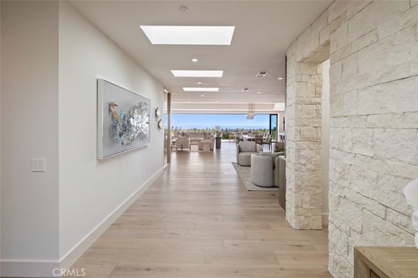 Interior, Pendant Lights, Recessed Lighting, Stone Walls, Wood Texture Flooring