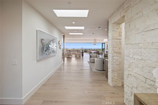 Interior, Pendant Lights, Recessed Lighting, Stone Walls, Wood Texture Flooring