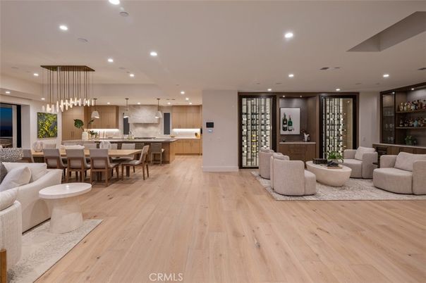 Dining room, Interior, Kitchen, Living room, Pendant Lights, Recessed Lighting, Stainless Steel Appliances, Wood Texture Flooring