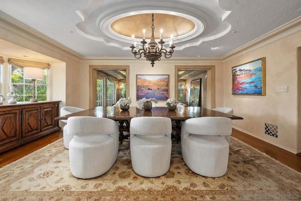 Chandelier, Dining room, Interior, Wood Texture Flooring