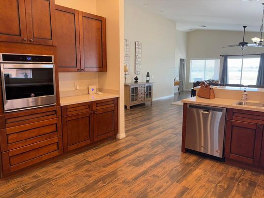 Interior, Kitchen, Stainless Steel Appliances, Wood Texture Flooring