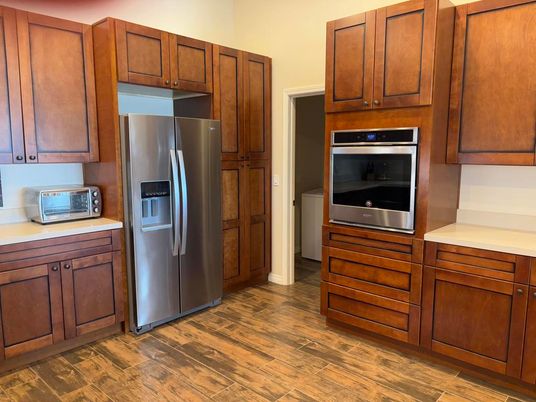 Interior, Kitchen, Stainless Steel Appliances, Wood Texture Flooring