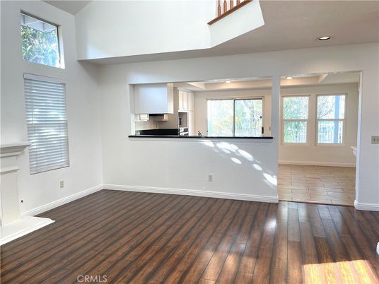 Empty room, Fireplace, Interior, Recessed Lighting, Wood Texture Flooring