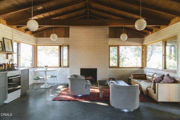 Fireplace, Interior, Living room, Pendant Lights, Stone Walls, Wooden Beams, Wooden Ceilings
