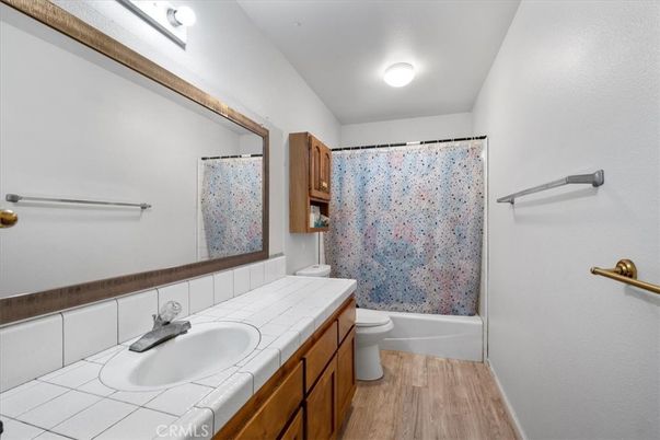 Bathroom, Interior, Tile Countertops, Wood Texture Flooring