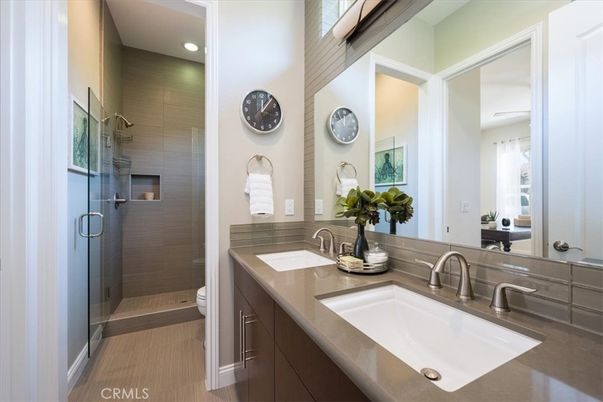Bathroom, Dual Sink Vanities, Glass Shower, Interior, Recessed Lighting