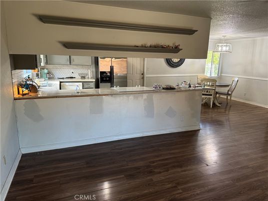 Dining room, Interior, Kitchen, Pendant Lights, Wood Texture Flooring