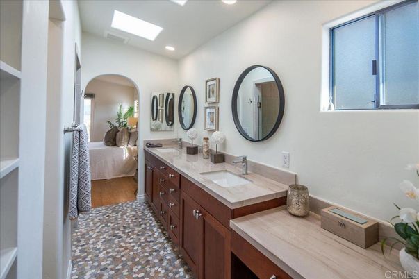 Bathroom, Bedroom, Dual Sink Vanities, Interior, Recessed Lighting, Wood Texture Flooring
