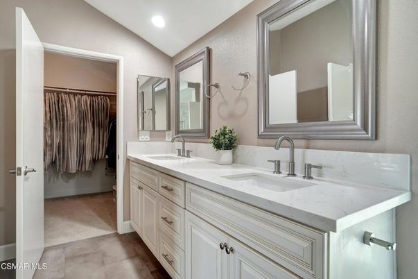 Bathroom, Dual Sink Vanities, Interior, Recessed Lighting, Walk-in Closets