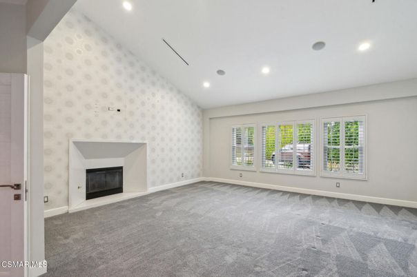 Empty room, Fireplace, Interior, Recessed Lighting