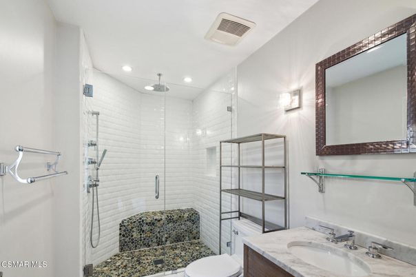 Bathroom, Glass Shower, Interior, Recessed Lighting