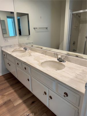 Bathroom, Dual Sink Vanities, Interior, Wood Texture Flooring