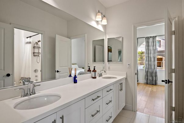 Bathroom, Dual Sink Vanities, Interior, Wood Texture Flooring