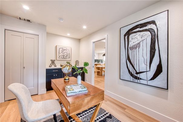 Home Office, Interior, Recessed Lighting, Wood Texture Flooring
