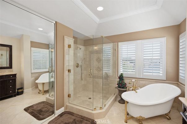 Bathroom, Free Standing Baths, Glass Shower, Interior, Recessed Lighting
