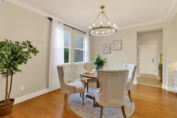 Chandelier, Dining room, Interior, Pendant Lights, Wood Texture Flooring