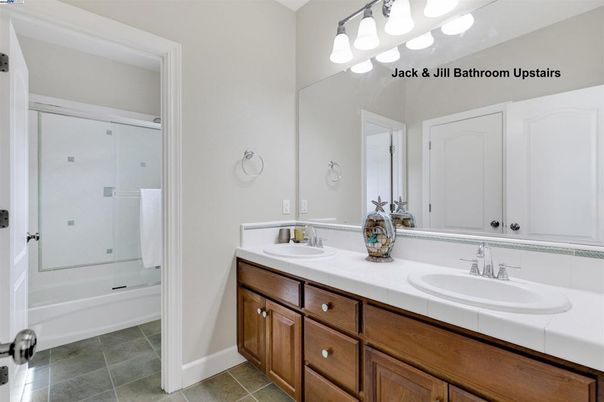 Bathroom, Dual Sink Vanities, Glass Shower, Interior, Tile Countertops