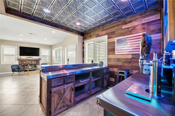 Fireplace, Interior, Recessed Lighting, Wooden Walls