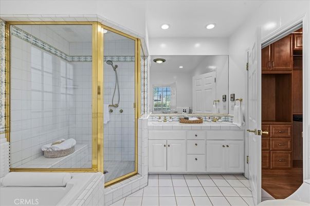 Bathroom, Glass Shower, Interior, Recessed Lighting, Tile Countertops