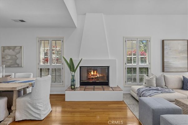 Dining room, Fireplace, Interior, Living room, Wood Texture Flooring