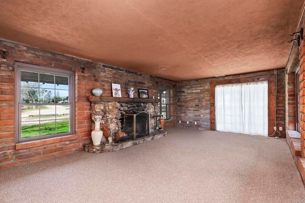 Empty room, Fireplace, Interior, Stone Walls, Wooden Walls