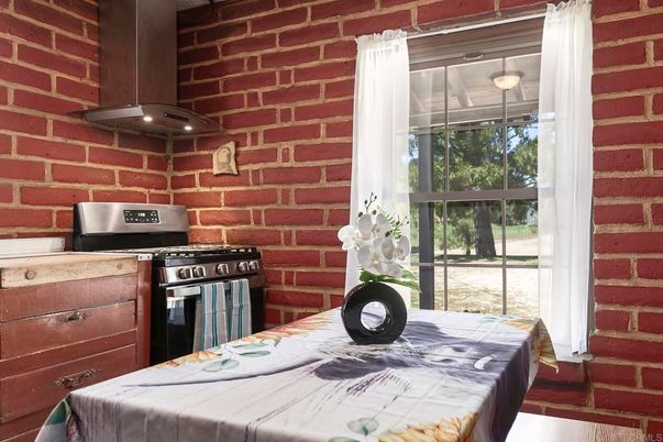Interior, Kitchen, Stainless Steel Appliances, Stone Walls