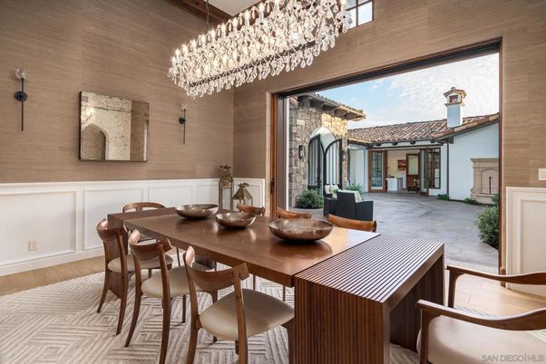 Chandelier, Dining room, Interior, Wood Texture Flooring